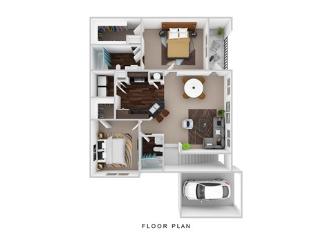 Floor plan for 2 beds, 2 baths, 1280 sqft